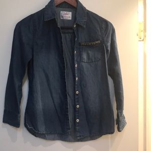 Girls Justice size 10 jean button down shirt